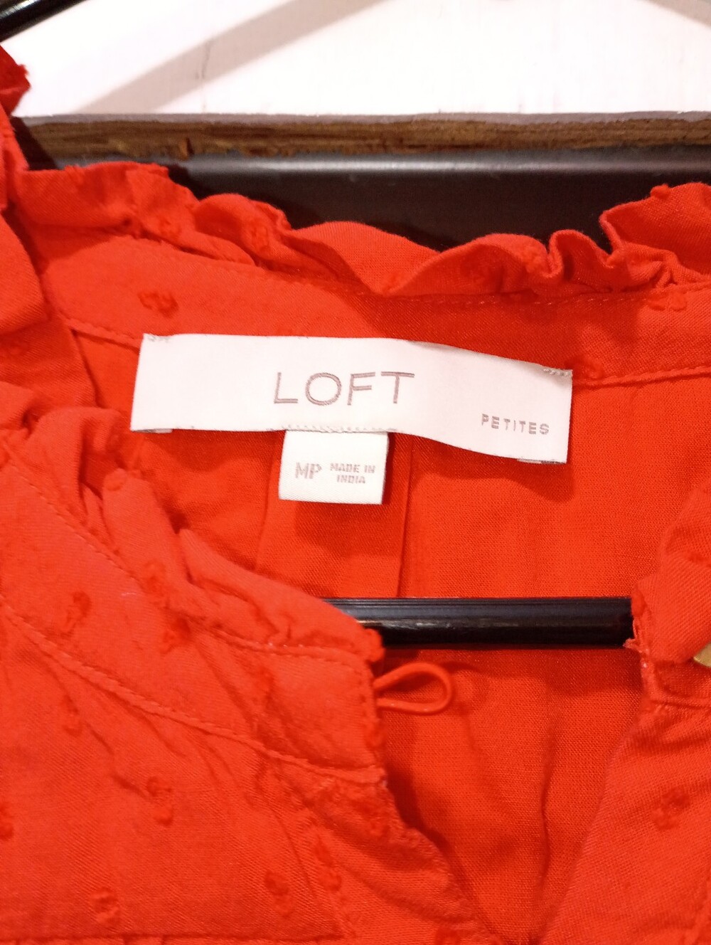 LOFT Red Ruffled Swiss-Dot Blouse - Picture 3 of 3